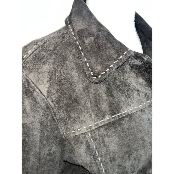PowWow Women’s Suede Leather Jacket Thick Stitching Detail Sz 8 Western Coat - Picture 5 of 12